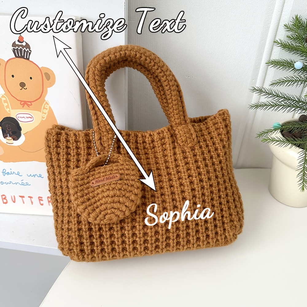 Women Bags Name - Custom Name Knitted Tote Bag Women