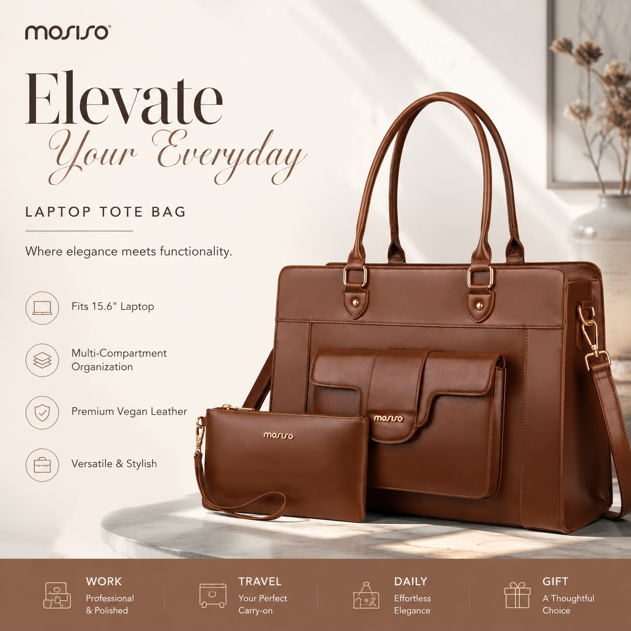 MOSISO Laptop Tote Bag for Wom - Women Bags With Laptop Compartment review and price