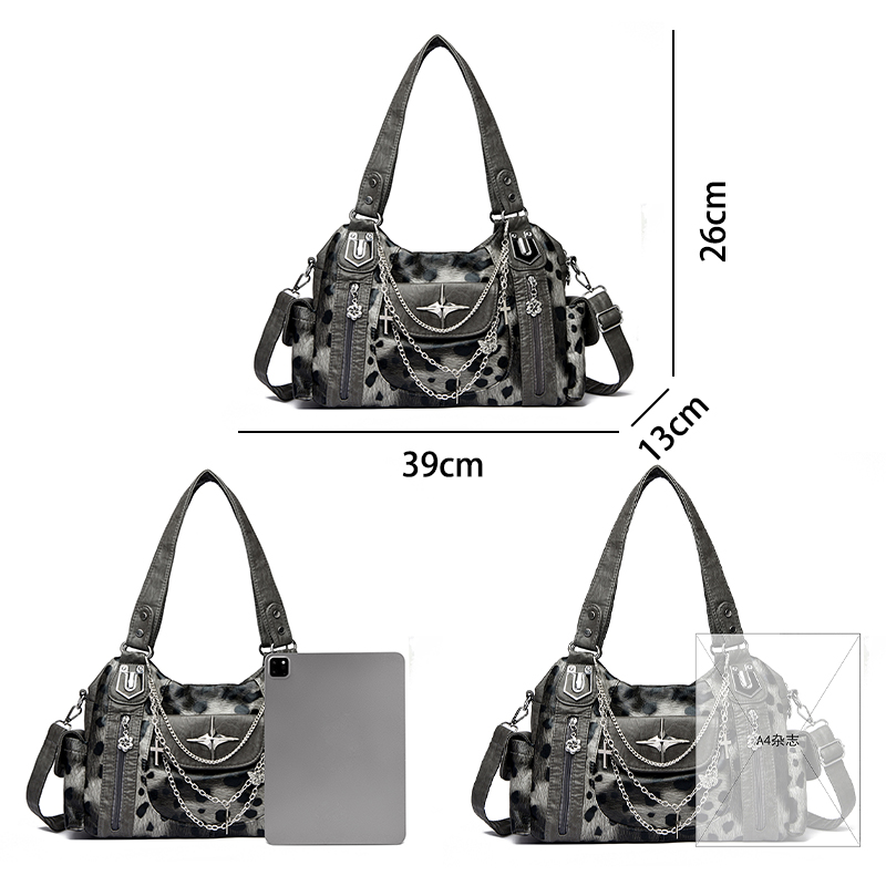Grey Leopard Print Hangbag Cro - Women Bags Grey review and price