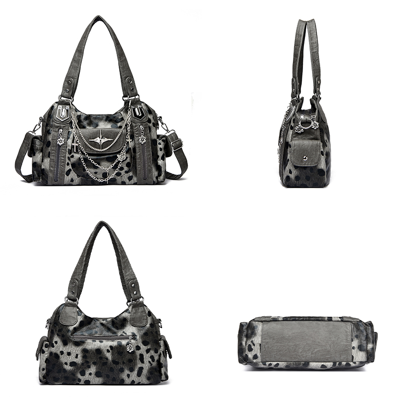Grey Leopard Print Hangbag Cro - Women Bags Grey review and price